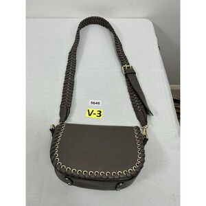 Taupe Cross Body Bag Snap Front Flap Braided Shoulder Straps